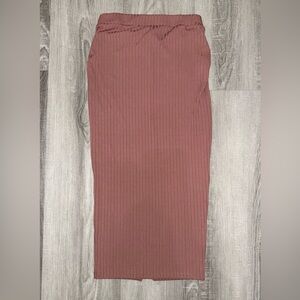 SHEIN Mauve Knit Midi Skirt Elastic Waist Stretch Slit size XS.